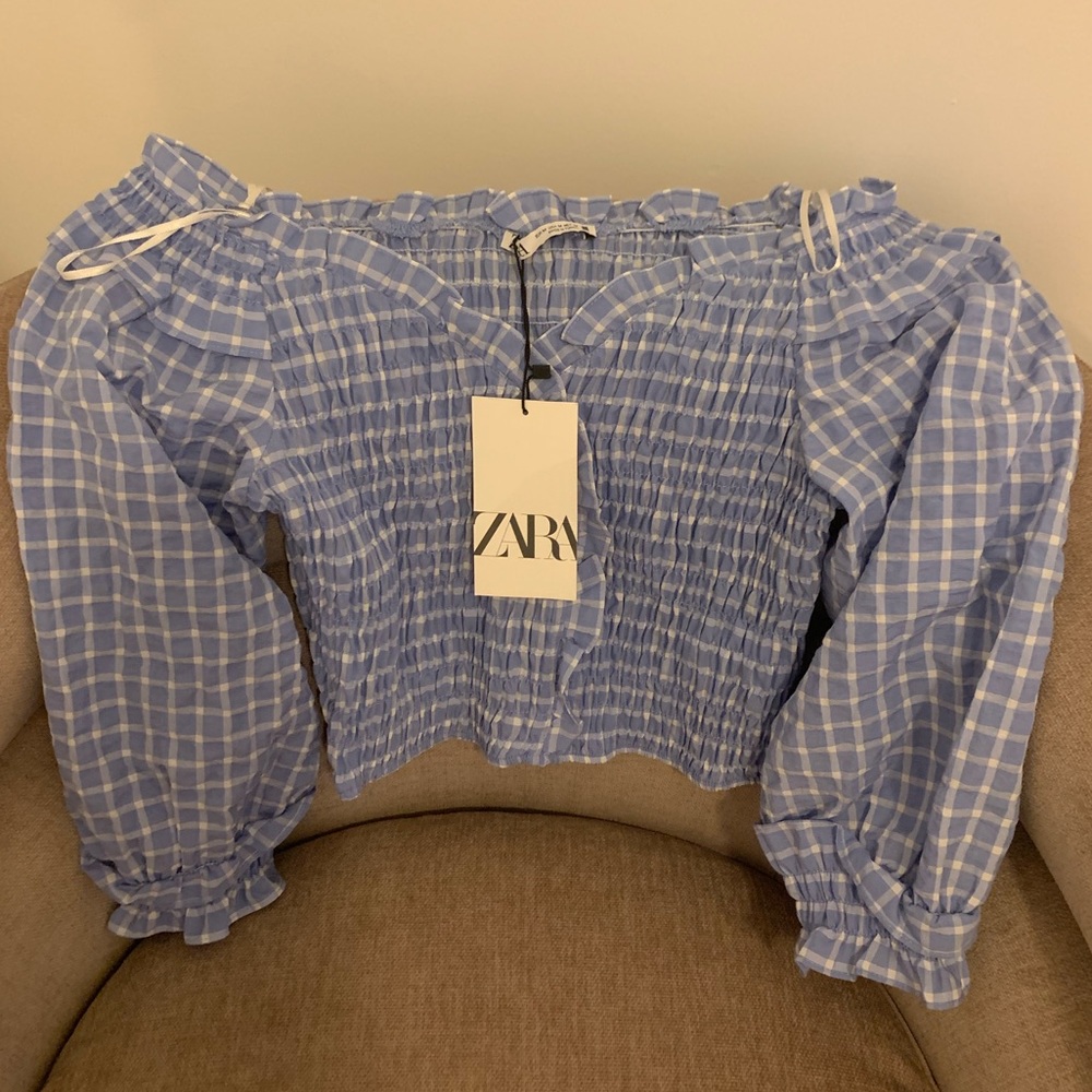 Zara Off The Shoulder Cropped Shirt